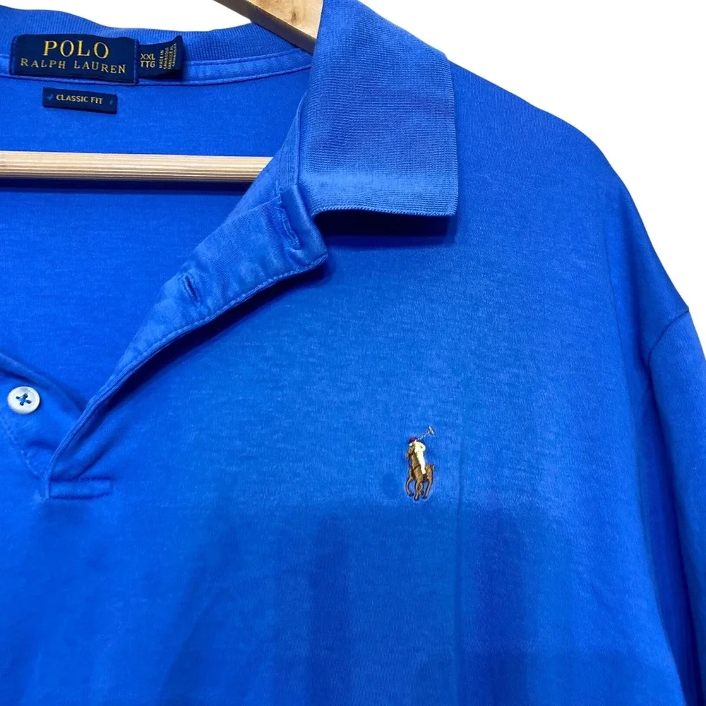 Polo Ralph Lauren Mens XXL Classic Fit Royal Blue Short Sleeve Polo Shirt Cotton